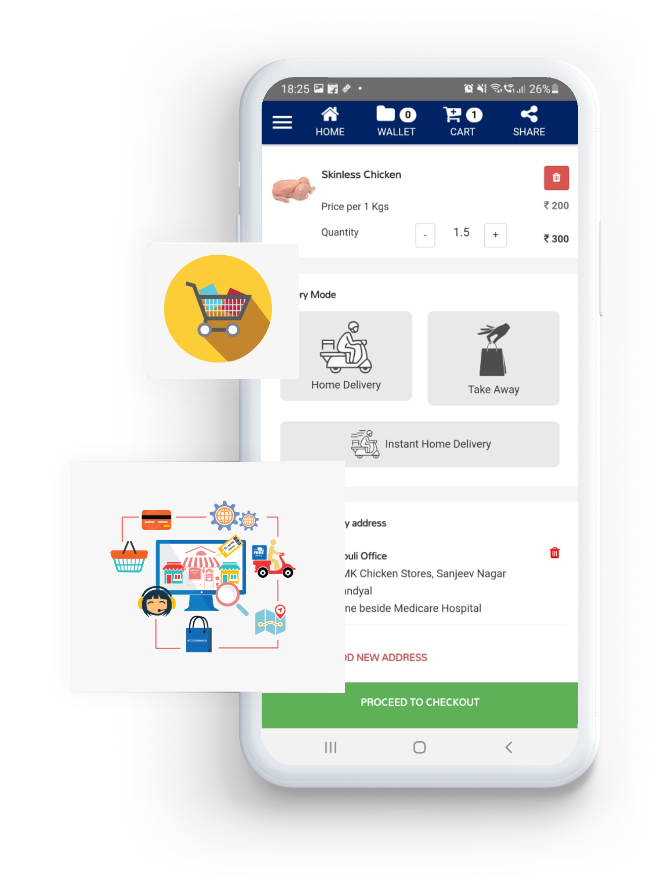 eCommerce app interface on a mobile device